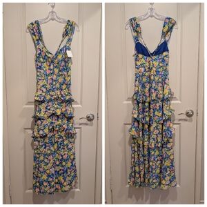 Lost + Wander Escapade Maxi Dress Floral Sleeveless Dress - Blue and Yellow